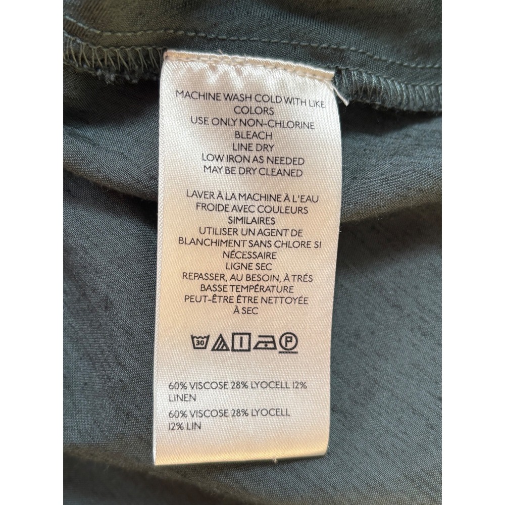 Maeve Anthropologie Dark Green Linen Blend Ruched Sleeve Peplum Blouse XS Earthy - Picture 6 of 8